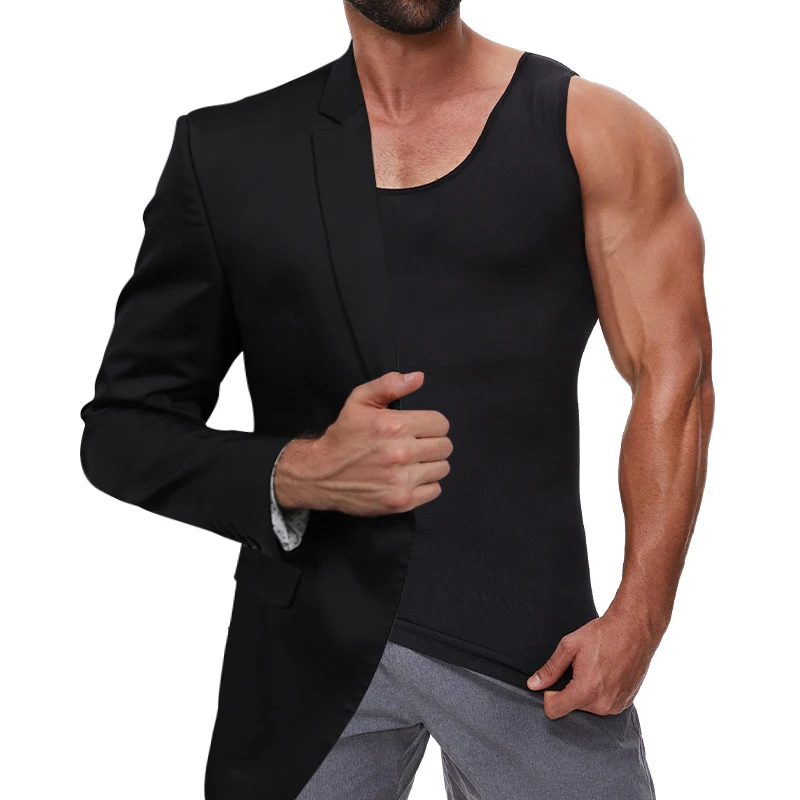 Camisas de compresión de barriga para hombre, ropa moldeadora de Control, chaleco plano para dar forma al Abdomen, camiseta sin mangas, entrenamiento físico, moldeador de cuerpo adelgazante