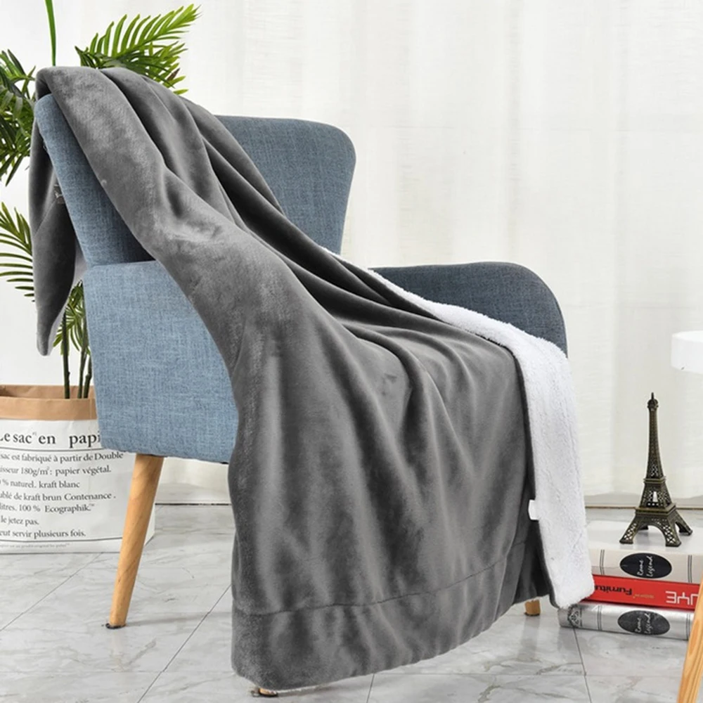 

Sherpa Fleece Blanket Throw Gray Soft Reversible Thick Plush Blankets Microfiber Winter Bed Blanket for Camping Couch Sofa