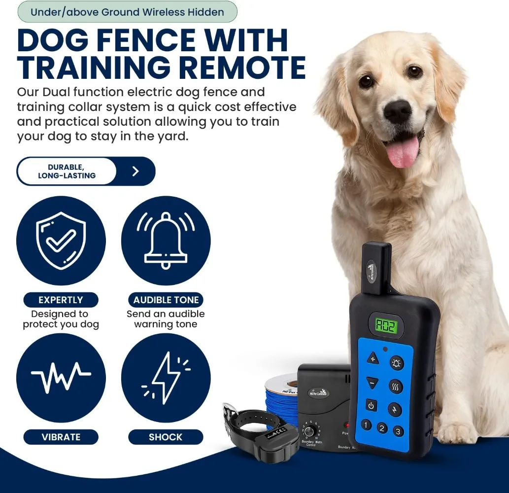 Underground Wireless Dog shock collar Fence System Dual Function With Remote Dog Training Collar System Safe Pet Containment