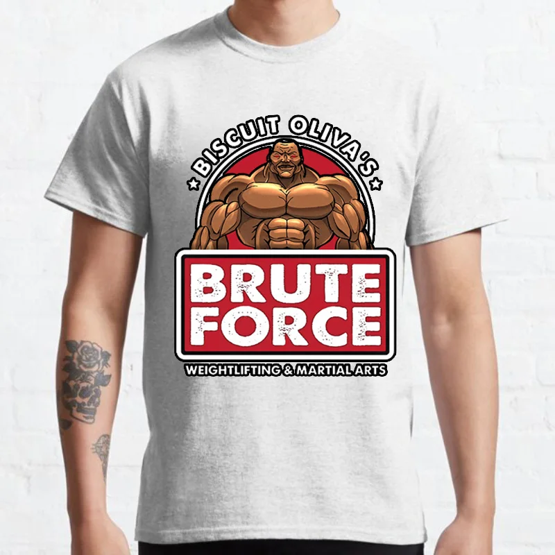 Grappler Baki Hanma Yujiro Dou Manga Men Harajuku T Shirt Biscuit Oliva Brute Force Cartoon Graphic Tshirts Unisex Fashion Tops