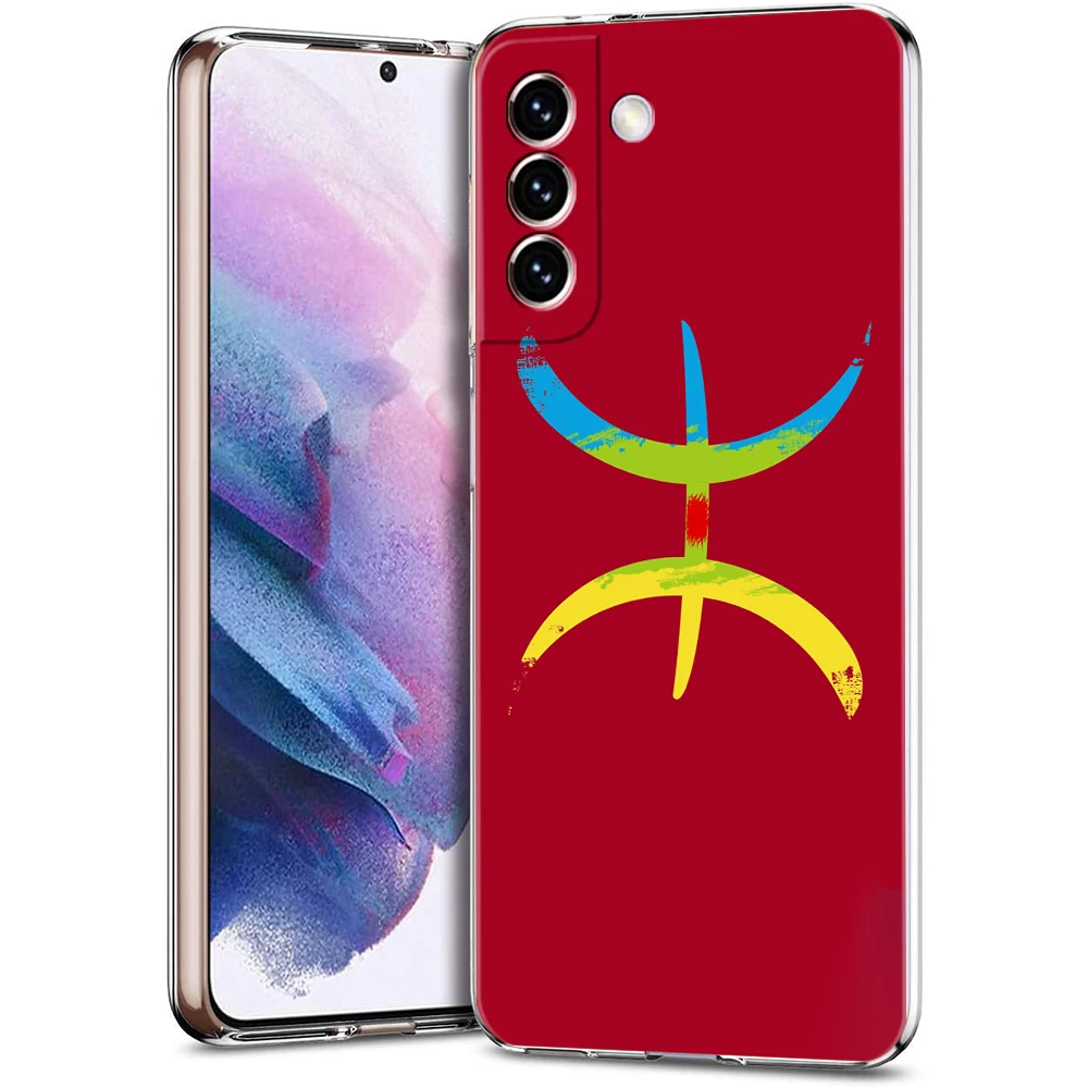 Amazigh Berber Flag Phone Case for Samsung Galaxy S24 S23 S22 S20 S21 FE Ultra S24 S23 S10 S10E S9 S8 Plus 5G Transparent Shell