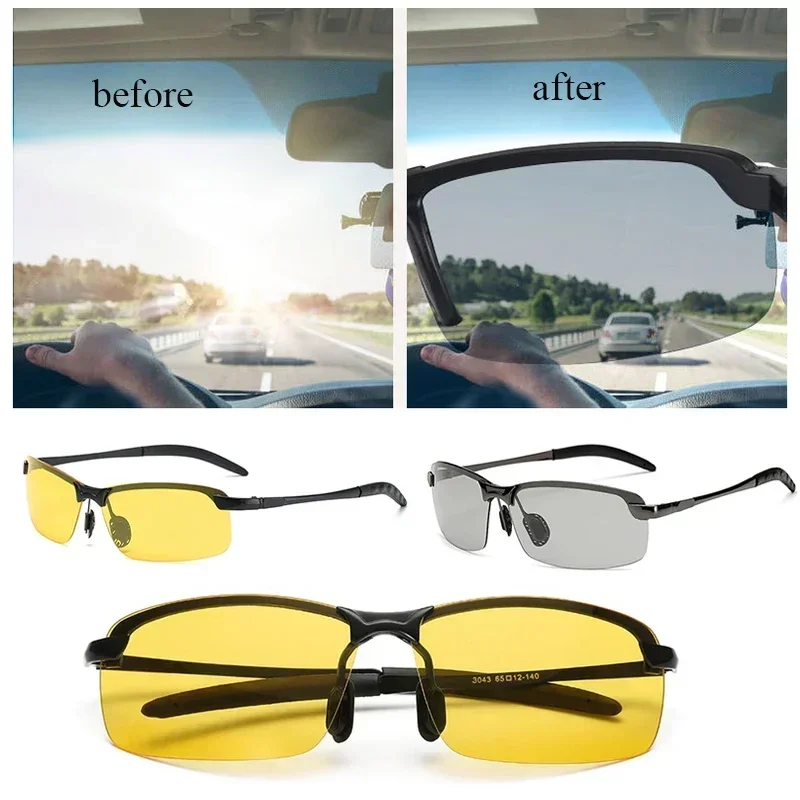 Anti-UV Night Vision Cycling Sunglasses Day Night Driving Glasses Sunglasses for Men Polarized Fashion Outside Adult Eyewear