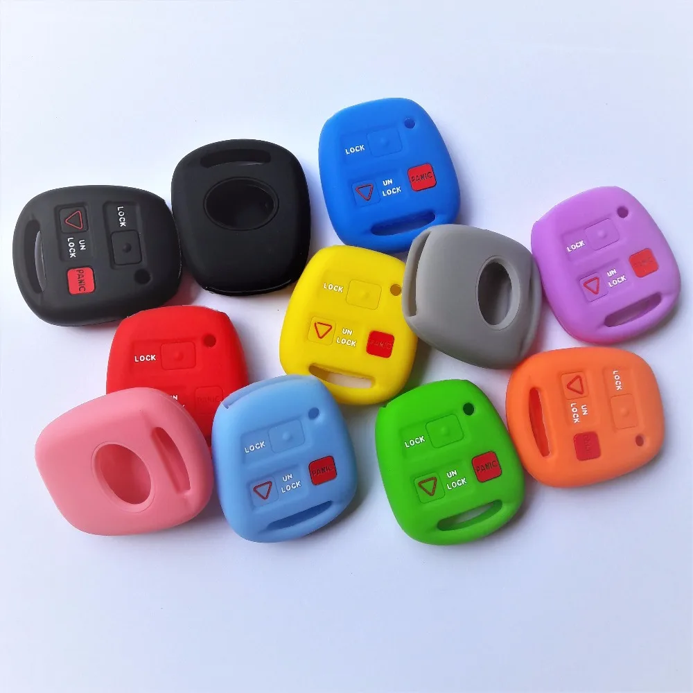 

30 шт. разноцветный держатель для ключей LESS FOB для Lexus для Toyota, силиконовый чехол для дистанционного ключа 2 + Panic, 3 кнопки