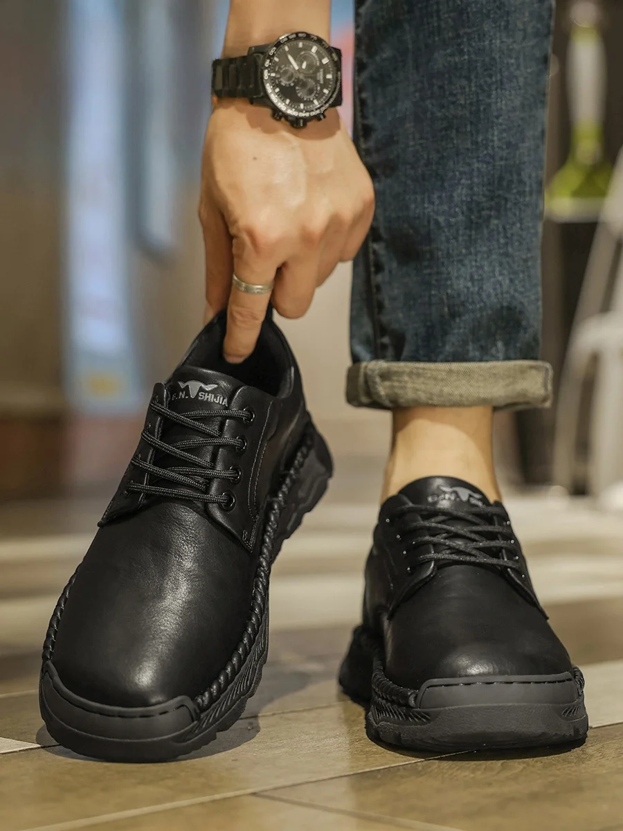 

Handmade Soft Leather Men's Casual oes Bla Bean Bean Leather oes Comfortable Bot Breathable Faionable All-Season L...