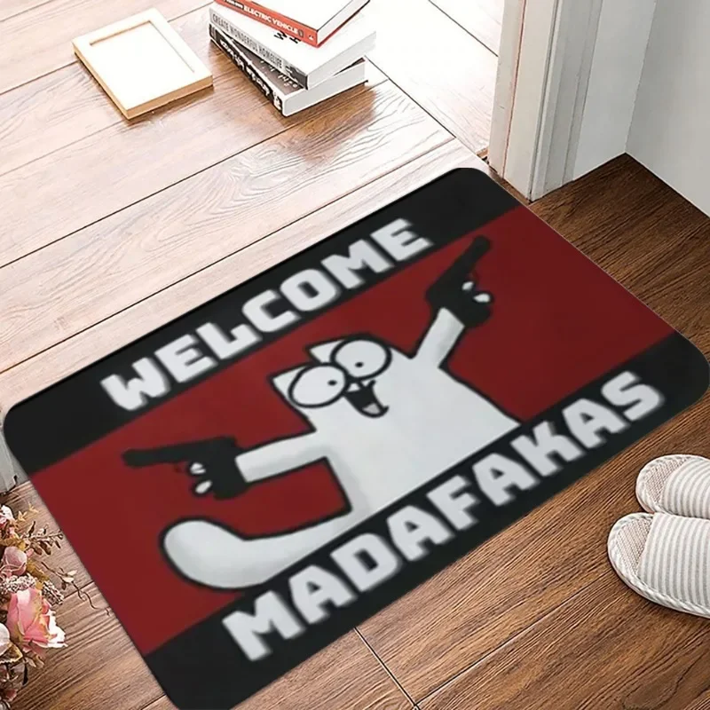VIKAMA MADAFAKAS Teppich-Muster-Matte für den Außenbereich, rutschfest, leicht zu reinigen, Katzenteppich, resistente Fußmatte, Waschraum-Eingangs-Dekor-Teppich