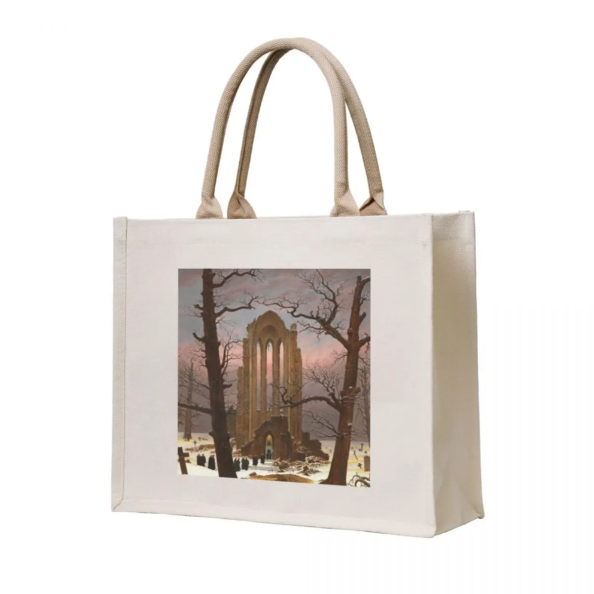 Monastery Graveyard under Snow by Caspar David Friedrich Tote Bag hand bags Shopper bag canvas shopping bag