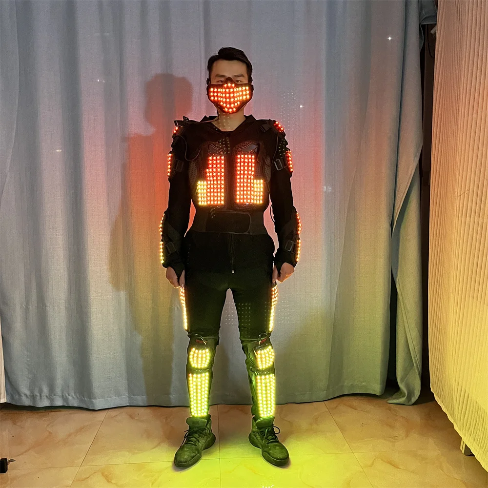 New Full Color Pixel LED Costume Robot Suit Mask LED Lights Luminous Jacket Clothes Performance Wear Program Remote Control Coat