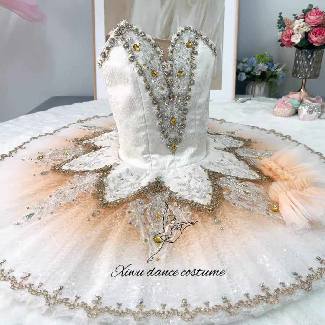   라인스톤 장식 튤 댄스 튜튜