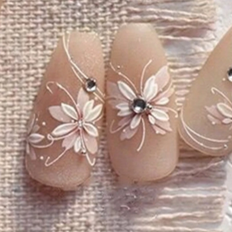 5D Embossed Hand Draw Butterfly Self-Adhesive Decals Press On Nails DIY Nail Art Decoration Accessories