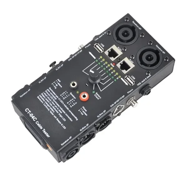For CT-04C CT-04F Professional Audio Network Multifunctional XLR Microphone DMA RJ45 Cable Tester