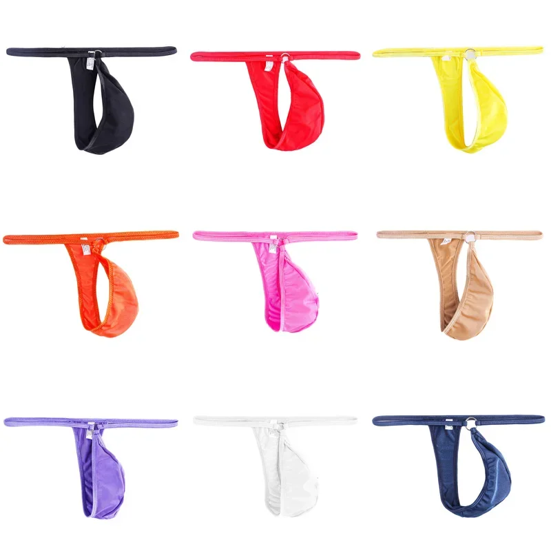 Male Briefs Men Underwear Breathable G String Sexy Low Rise Thongs Pouch Lingerie Solid Bulge Sissy Elastic Waist