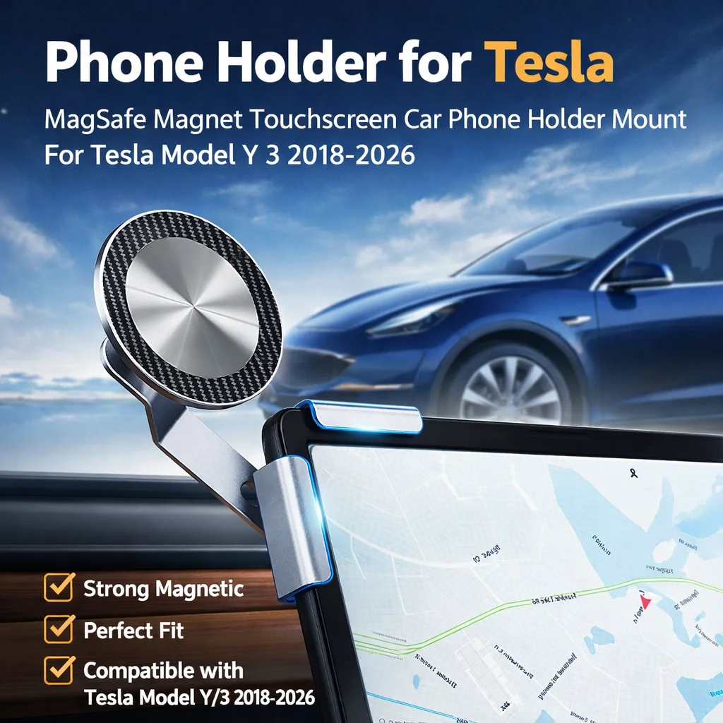 MagSafe Magnetic Car Phone Holder Mount for Tesla Model Y Model 3 2018-2026 Touchscreen Phone Holder Interior Accessories
