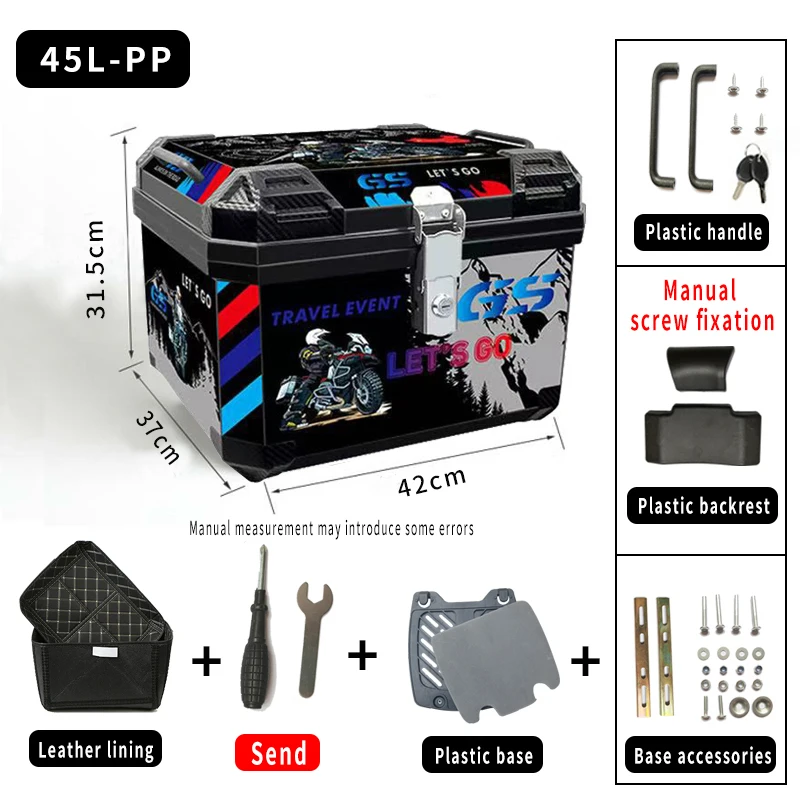 45L57L Motor Kofferbak Helm Box Universele Motor Top Case ABS Staart Box Achterbagage Case Waterdichte Toolbox Met Veilig Slot
