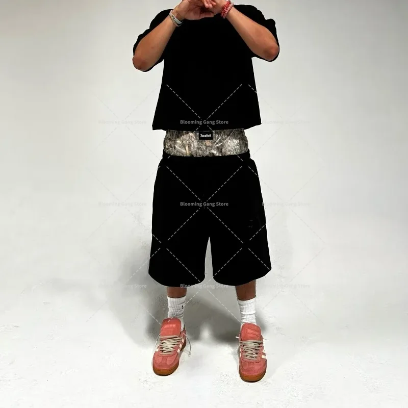 

Повседневные шорты из двух пар, мужские модные крутые серые брюки с вышивкой и карманами, новые летние спортивные брюки, одежда для пар