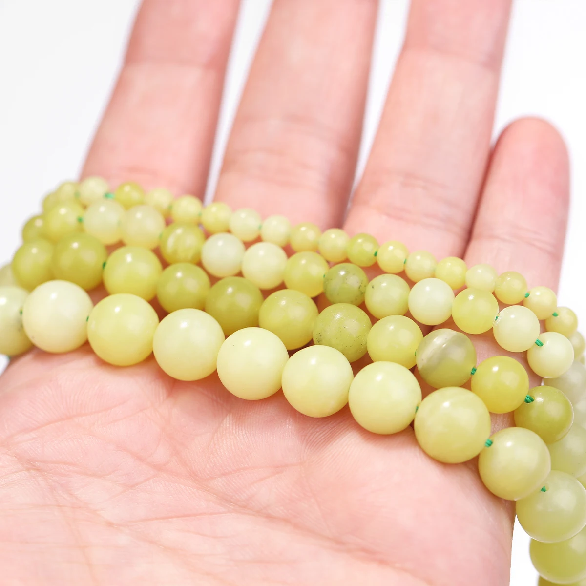 DIY الخرز الليمون الطبيعي اليشم فضفاض الخرز لصنع المجوهرات سوار ذاتي الصنع قلادة أقراط 4/6/8/10 مللي متر المجوهرات بالجملة