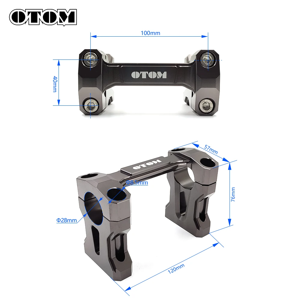 OTOM 28MM Motorcycle Handlebar Clamp Mount Base Handle Bars Riser w/ Mount Bolts CNC Aluminum For KAYO T4 GUIZUN MX6 Off-road image 2
