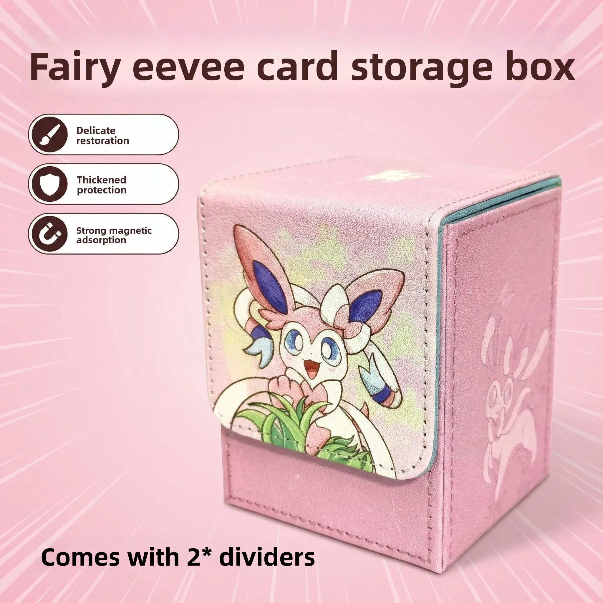 

Pokémon Fairy Eeveei Card Storage Box - Leather PTCG Card Holder - A Visually Appealing and High-quality Surprise Gift Online