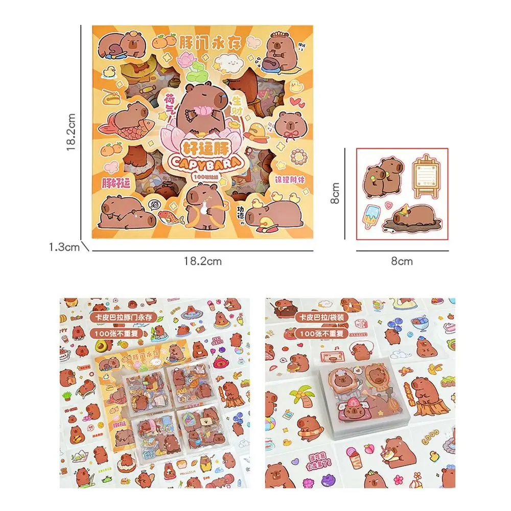 PET Capybara Sticker Cartoon Material Scrapbooking Capybara Handbook Stickers Stationery Cartoon Decorative Stickers