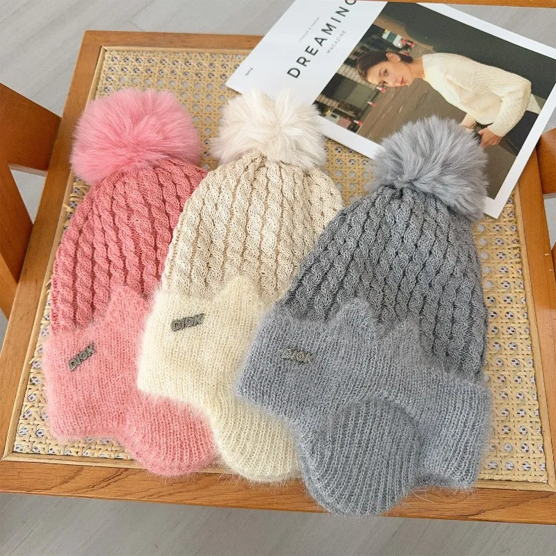 Thermo-Gehörschutz-Mütze für den Winter, warme Strickmütze, mit Plüsch gefütterte Mütze für Damen und Herren, Outdoor, Radfahren, Skifahren, winddichte Wintermützen