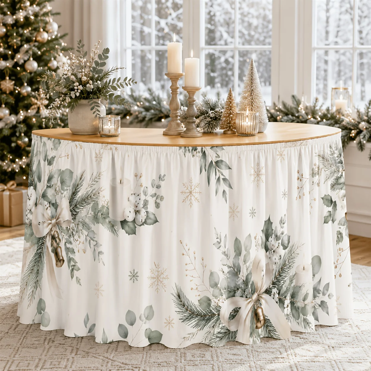 1 piece tablecloth table cover, minimalist Christmas tablecloth, suitable for winter Christmas holiday evening table decoration