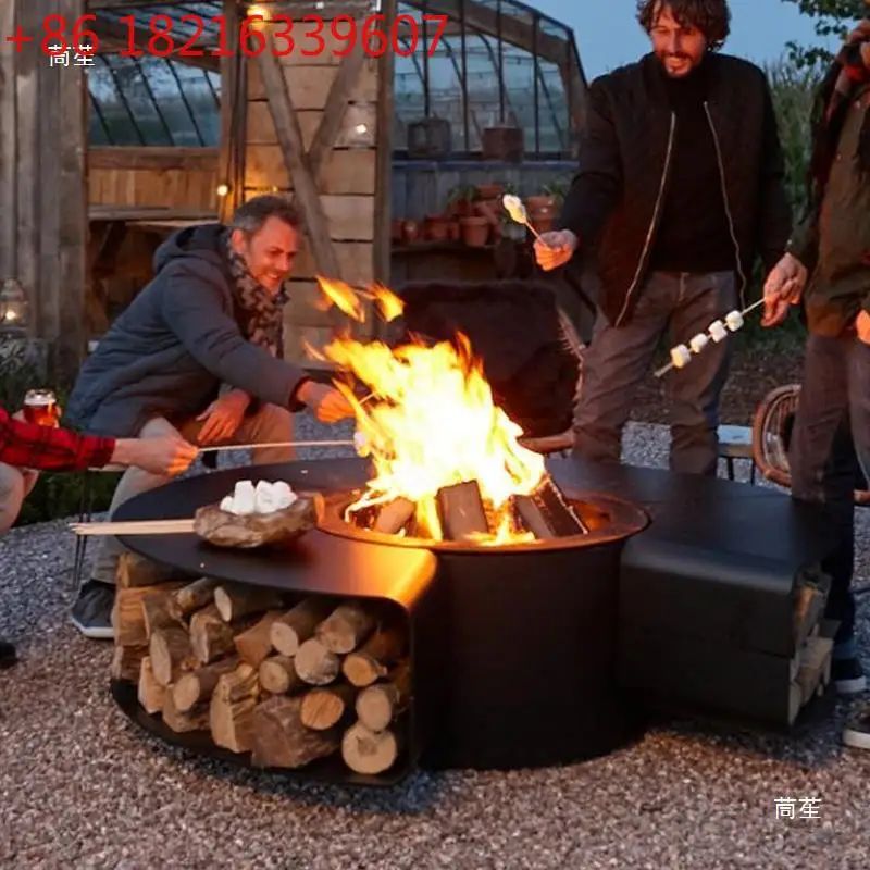 طاولة شواء للحديقة، شواء منزلي، ناسخة من الحديد المطاوع، نار المخيم #4