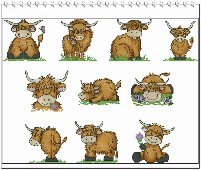 Needlework Kit Highland Mischievous Calf 44-35 Cross Stich  Set Cross Stitch Kits Cross-stitch Embroidery Set Stitch Kits