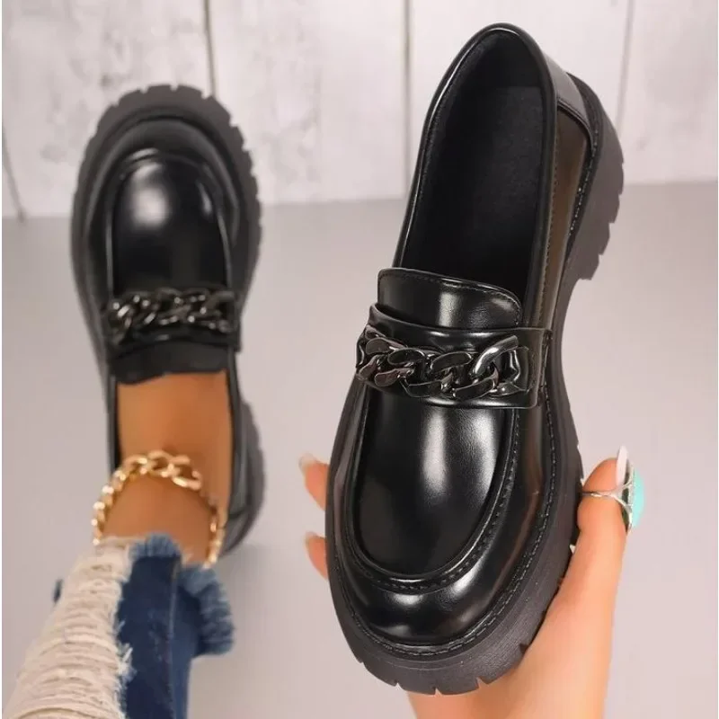 

Женские лоферы, туфли на платформе в британском стиле, офисная женская легкая повседневная дизайнерская обувь, кожаная униформа Jk Zapatos De Mujer