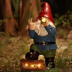 Rzemiosło artystyczne do ogrodu domowego wodoodporne dekoracje gnomów z żywicą lampy słoneczne kreskówkowy Gnome z lampami do palenia Ornament