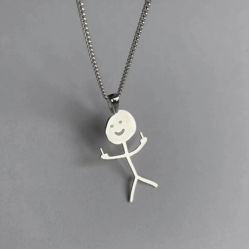 Creative Graffiti Character Fun Match Man Necklace Rock Punk Necklaces for Men Party Jewelry Anniversary Couple Gifts Wholesale