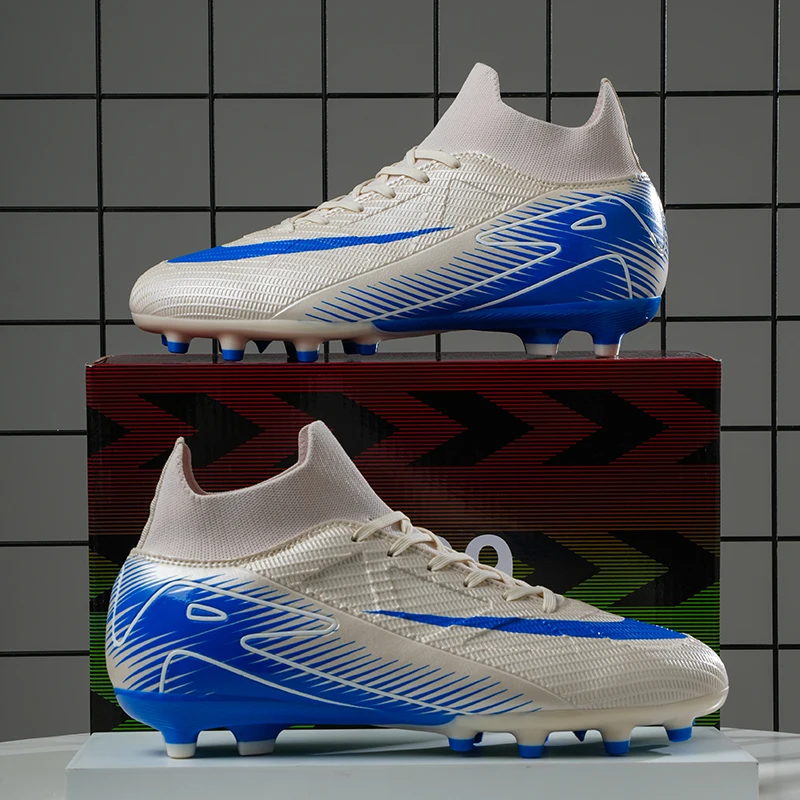 

Мужские новые футбольные бутсы FG для игры на траве, дышащие, высококачественные, износостойкие, с длинными шипами, для матчей, быстрые