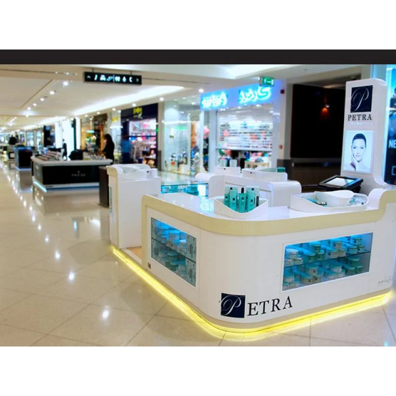 Custom, High Quality Perfume Kiosk Modern Cosmetics Display Counter Retail Cosmetics Kiosk for Mall