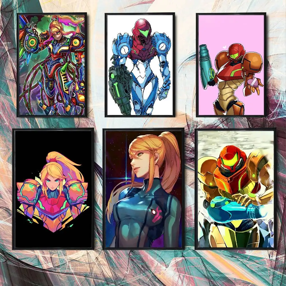 Póster de Myles MacKenzie Samus Aran Metroid, impresiones artísticas de pared, pintura, imagen, regalo, sala de estar, Bar, restaurante, pegatina decorativa grande