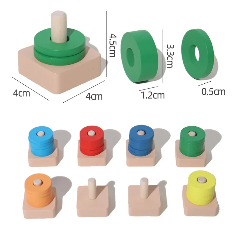 モンテッソーリ木製分類・積み重ねおもちゃ 教育学習 幼稚園 色認識 形状分類パズル 子供向けギフト
