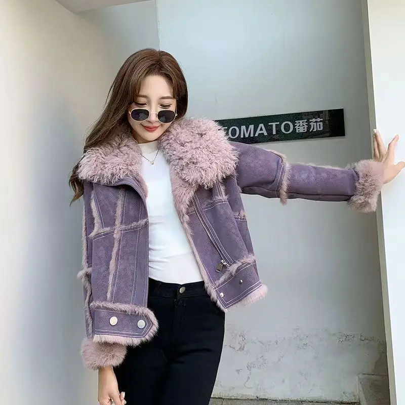 Fur Coat Women Winter 2024 New In Jacket Natural Real Rabbit Hair Inner Liner Short Casual Slim V-Neck Sheepskin Coat For Women