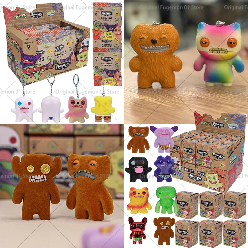 Figurine Fuggler originale, jouets, boîte aveugle, dent de monstre laid, porte-clés bizarre à grands yeux, poupée, modèle de collection, pendentif de sac à dos