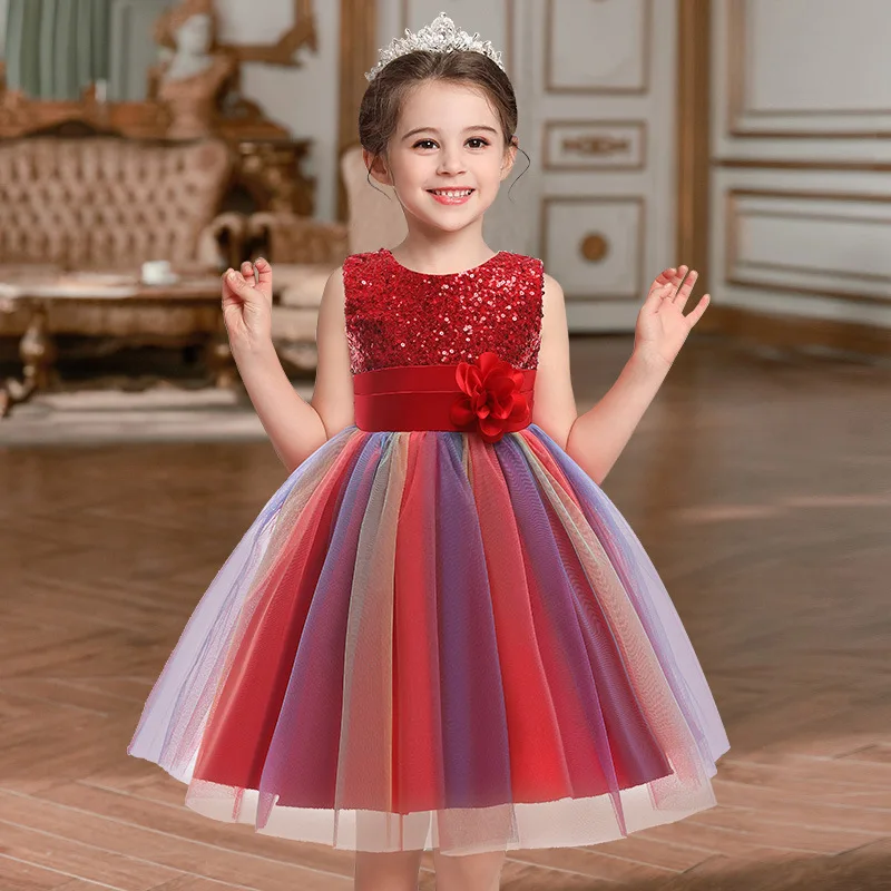 

New flower child dress dress Children dress Princess dress Princess wind cake dress girl dress