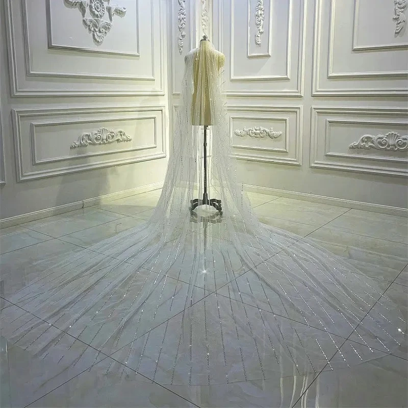 

Customized High Quality One Layer Sequins Long Bridal Veil Wedding Veil Bride Veils Velos De Novia