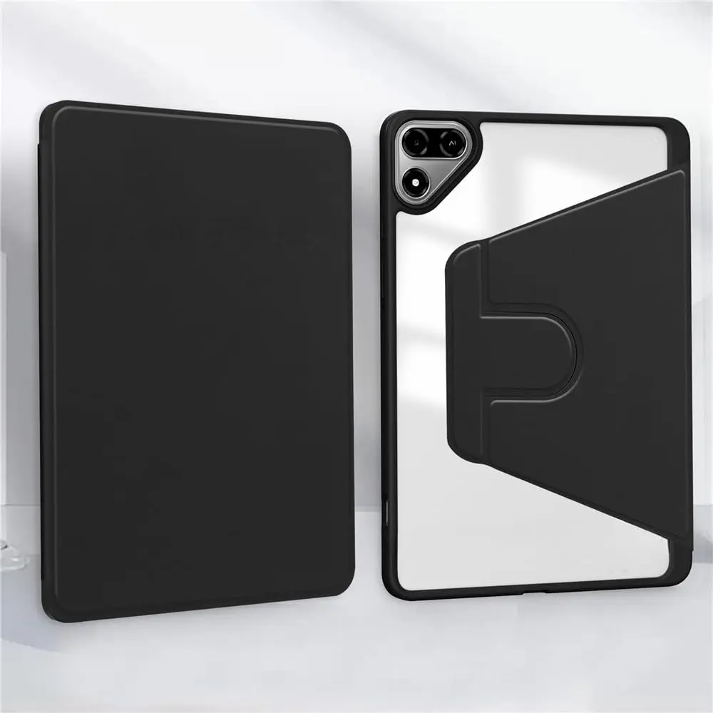 360 Rotation Acrylic Transparent Hard Case for Tecno MEGAPAD 2 11 inch MegaPad 2 2026 with Pencil Holder