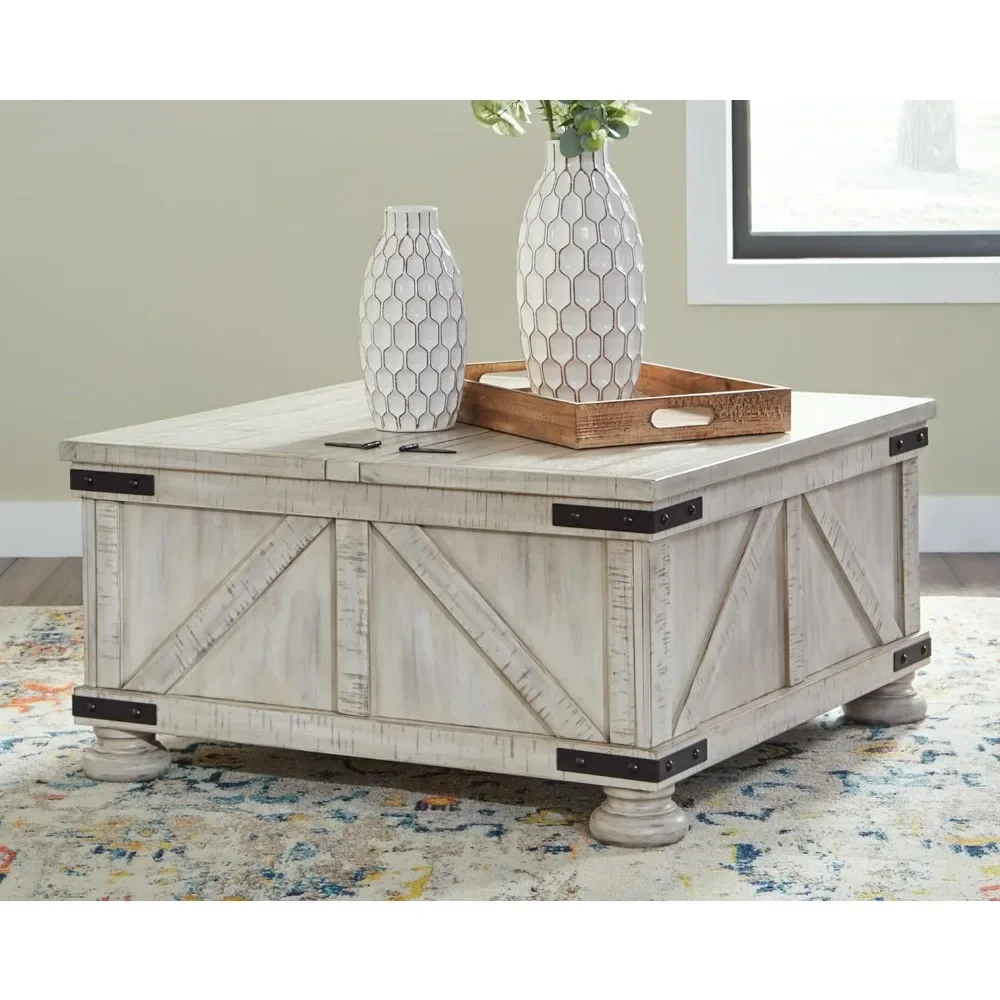 Carynhurst Casual Cocktail Table with Storage, Whitewash