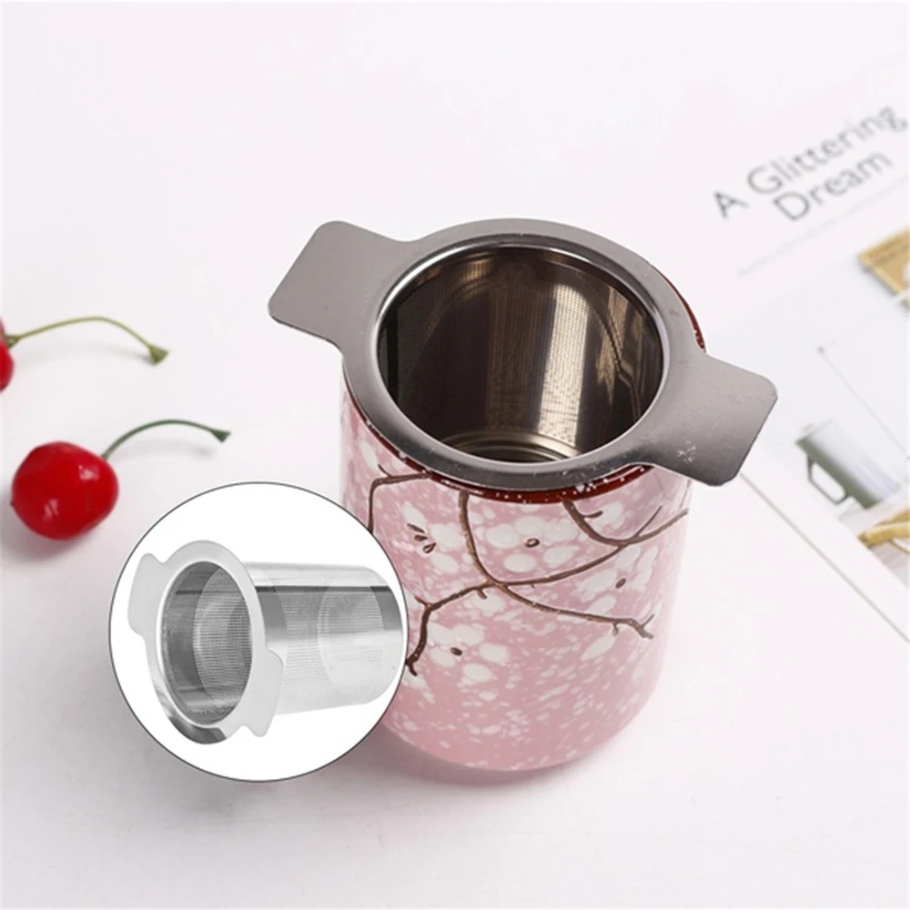 High Quality With Cover Tea Infuser Stainless Steel Coffee Tea Strainer Grid Binaural Net Leak Tea Mesh Tea Filter Tea Accessory