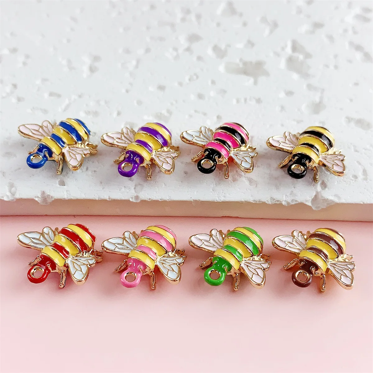 8pcs Diy Bee Front Back Enamel Charms for Jewelry Making Crafting Cute Earring Pendant Necklace Bracelet Charms - view 2