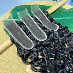 Water Wave 2x6 HD Lace Closure Human Hair Deep Parting Preplucked Bleached Knots Invisible Lace Natural Color Raw Hair For Women
