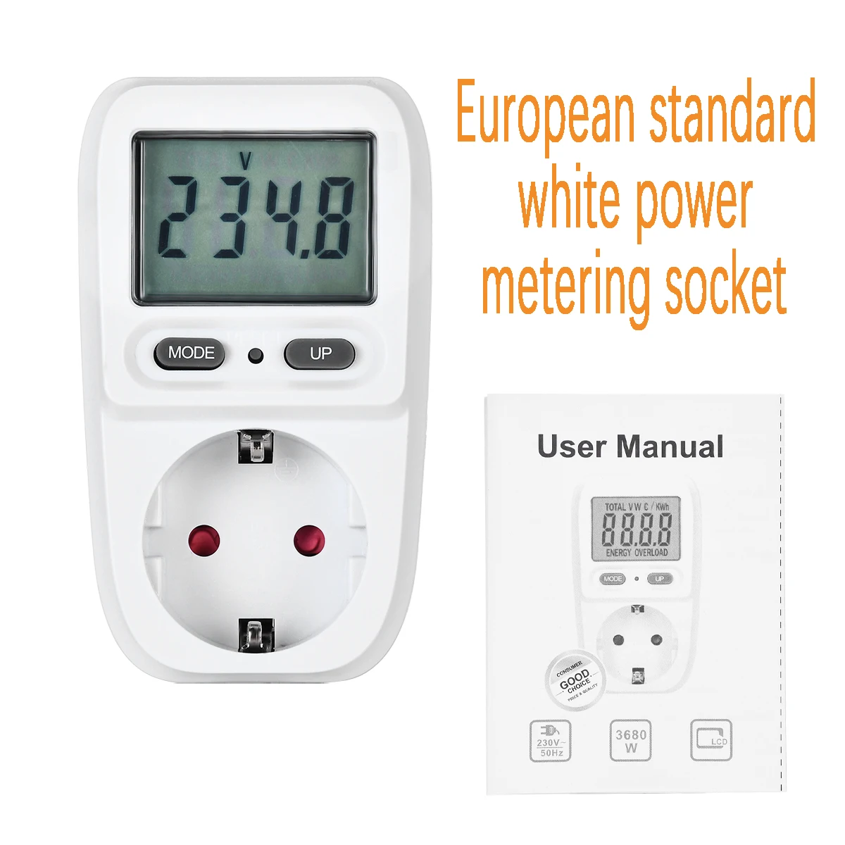 

1pc European Standard Power Metering Socket Billing Socket Intelligent Biller Intelligent Billing Socket