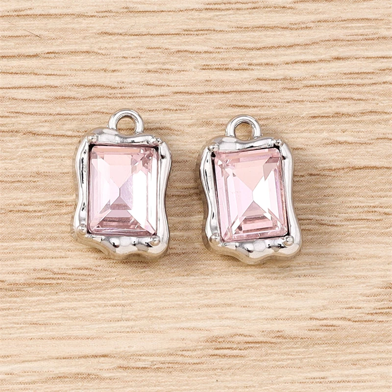 5 Stück 9 x 14 mm zarte Kristall-Quadrat-Charms-Anhänger für Schmuckherstellung, Halsketten, Ohrringe, Armbänder, Zubehör, DIY, Basteln, Geschenke – Detail 7