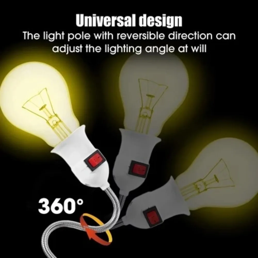 Direct Plug Swivel Lamp Head Lamp Mouth E27 Large Screw Lamp Holder Type Universal Hose Base Bulb Holder Converter Home Office