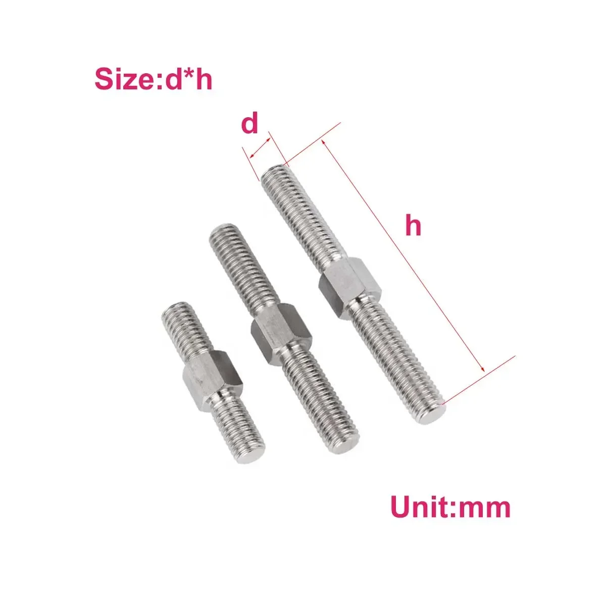 Stainless Steel Double Head Bolt/Front And Rear Tooth Double Head Screws/Inner And Outer Hexagon Of The Rod