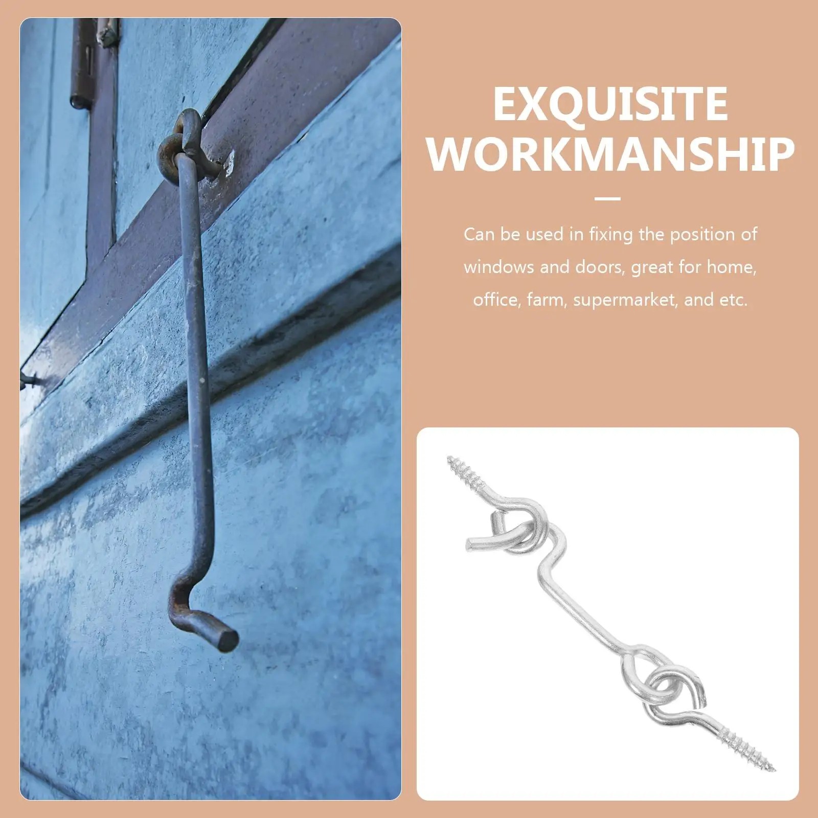 4 set 24x38mm Metal Door Hooks Latches Windproof Hardware for Windows Doors Secure Fixing Home Office Door