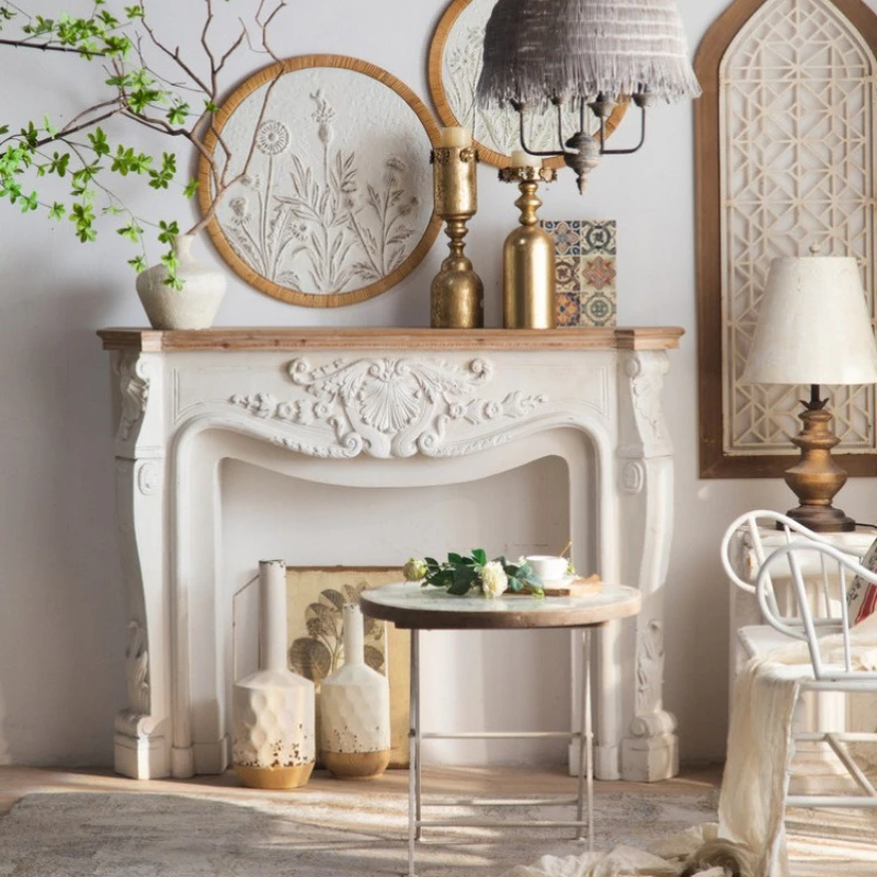 

Украшение, настенные шкафы для гостиной, домашний камин из массива дерева во французском стиле с тиснением, ретро-мебель для виллы, шкаф JTL