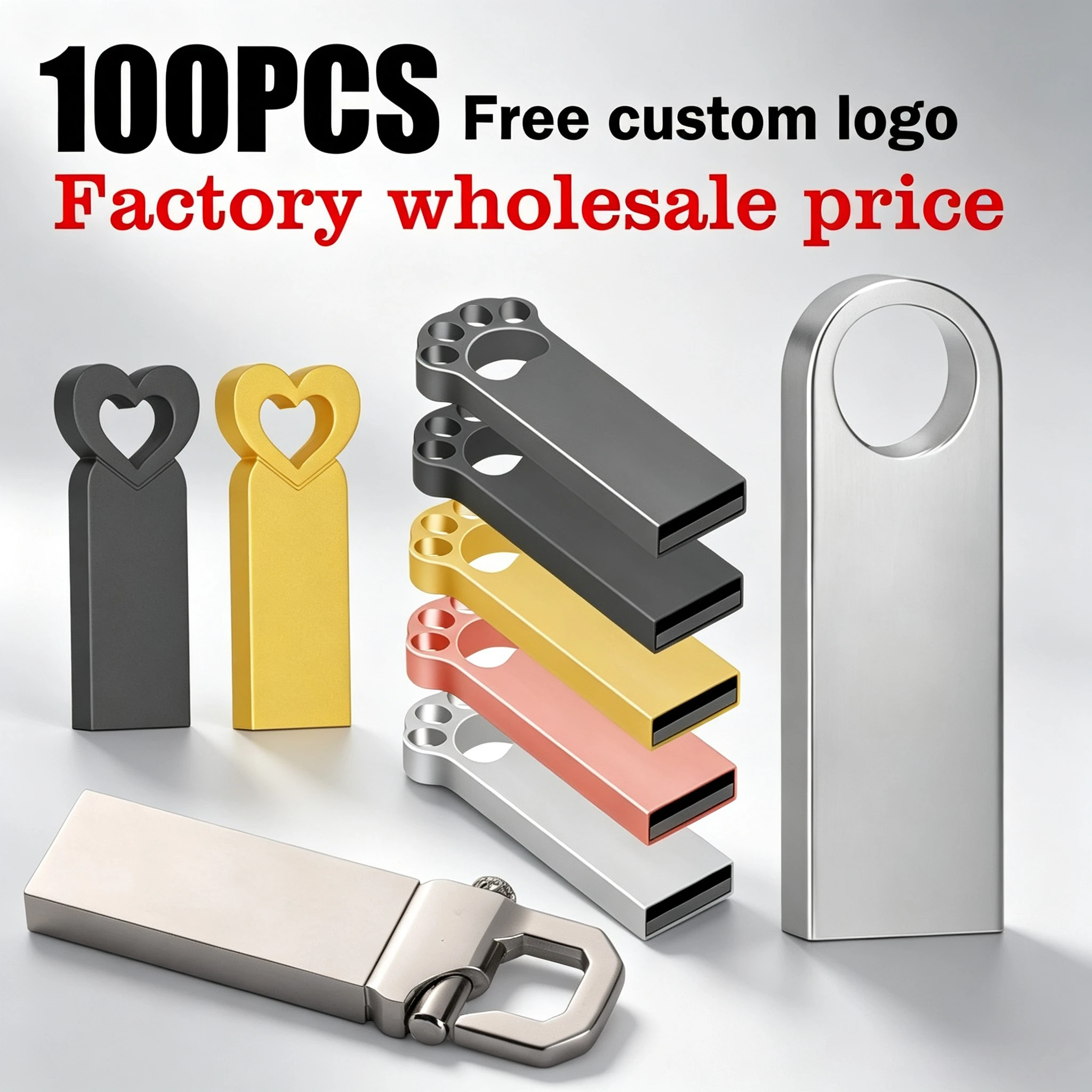 100PCS/LOT USB Flash Drives 128G Wholesale Memory Stick 64GB 32GB Free Custom Logo Pen Drive 16GB Creative Gift Pendrive 8GB 4GB