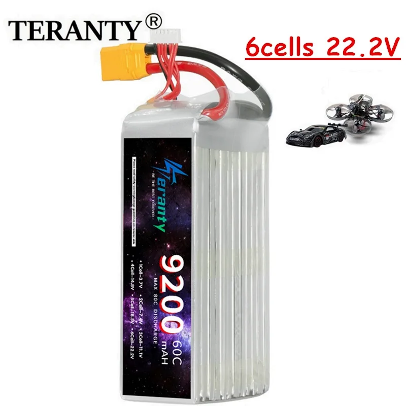 

TERANTY 6S Lipo Battery 22.2V 60C 9200mAh Lipo Battery with EC5 XT90 Plug 6s Battery For RC Car Boat Truck Airplane UAV RACING